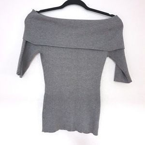 Olive+Oak grey mid sleeves open shoulder sweater size S